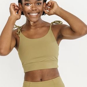 Lime Ricki Cactus Crop Shoulder Tie Swim Top